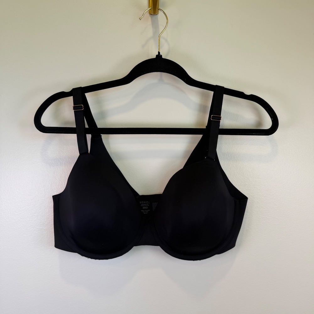 Soma Vanishing 360 Perfect Coverage Bra Black Underwire 38D Neutral Quiet Luxury